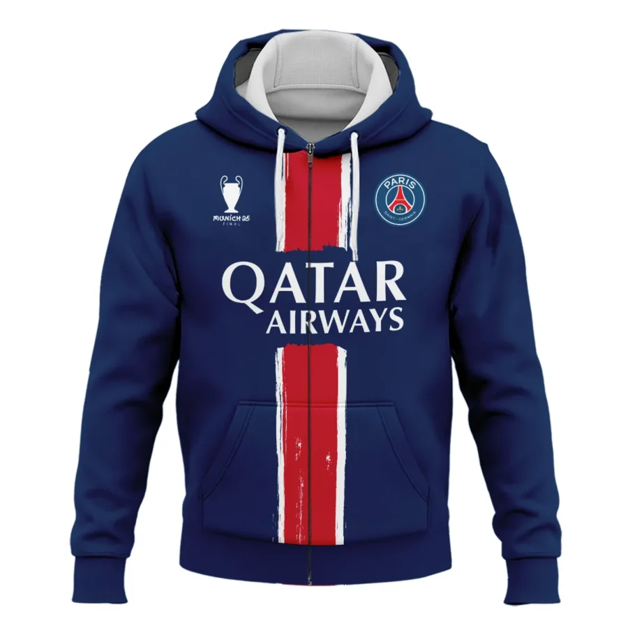 PSG Munich 25 Final Exclusive Logo Zipper Hoodie QTPSG310525A4-ZHD - Image 2