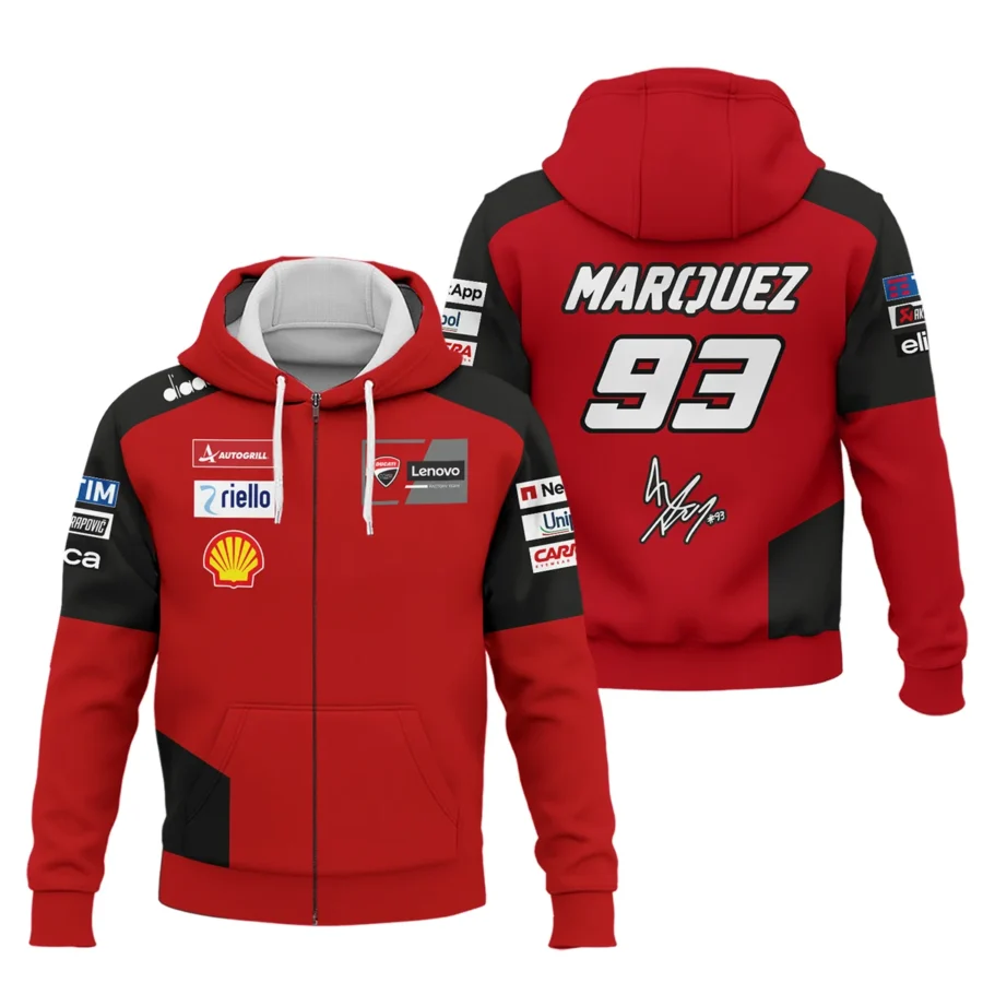 Marc Márquez Ducati Lenovo Team Exclusive Logo Zipper Hoodie QTMTGP140525A2-ZHD