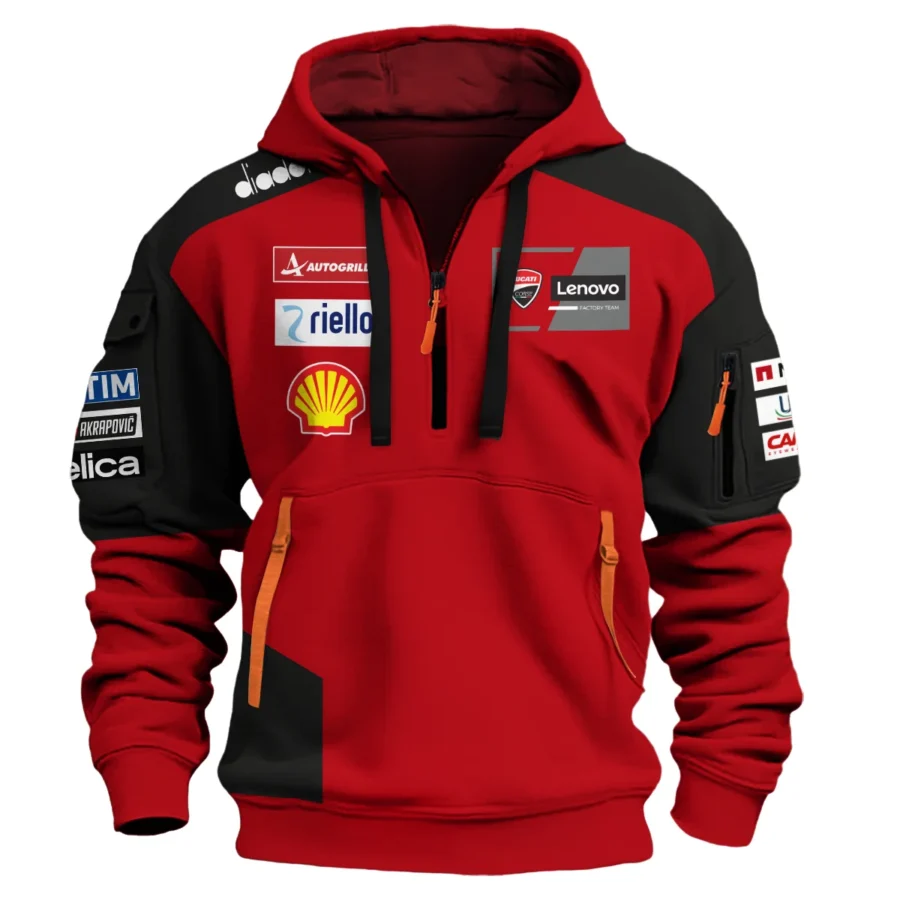 Ducati Lenovo Team Exclusive Logo Hoodie Half Zipper QTMTGP140525A1-HDF - Image 2