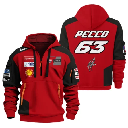 Francesco Bagnaia Ducati Lenovo Team Exclusive Logo Hoodie Half Zipper QTMTGP140525A3-HDF
