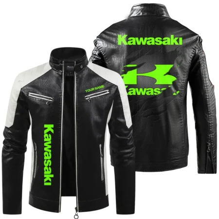 Kawasaki Exclusive Logo Leather Jacket QTMO230625A1KAW