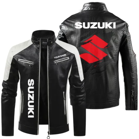 Suzuki Exclusive Logo Leather Jacket QTMO230625A1SUZ