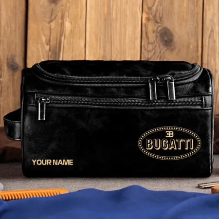 Bugatti Car Exclusive Logo - Personalized Leather Toiletry Bag QTCAR120625A2BUG
