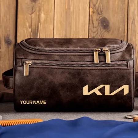 Kia Car Exclusive Logo - Personalized Leather Toiletry Bag QTCAR120625A2KIA