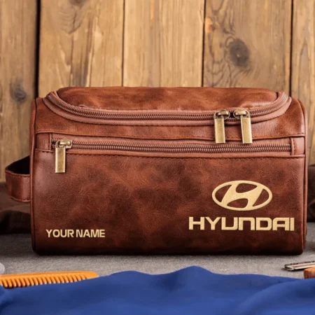 Hyundai Car Exclusive Logo - Personalized Leather Toiletry Bag QTCAR120625A2HYU