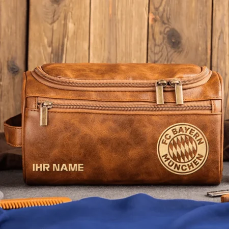 FC Bayern München Exclusive Logo – Personalized Leather Toiletry Bag QTBUN180425A1FCB