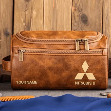 Mitsubishi Car Exclusive Logo - Personalized Leather Toiletry Bag QTCAR120625A2MIT