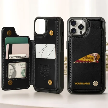 Indian Motorcycle Personalized Name - Leather Flip Wallet Phone Case QTMO270625A1IND