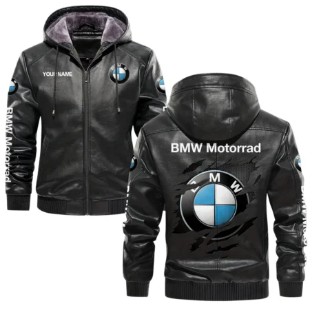 BMW Motorrad Exclusive Logo Hooded Leather Jacket QTMO230625A2BMW