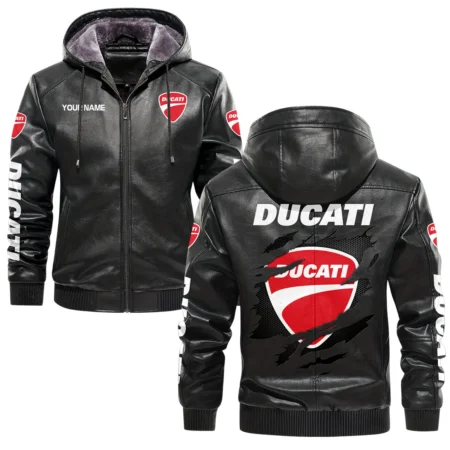 Ducati Exclusive Logo Hooded Leather Jacket QTMO230625A2DUC