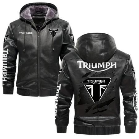 Triumph Exclusive Logo Hooded Leather Jacket QTMO230625A2TRI