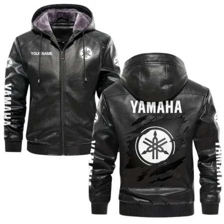 Yamaha Exclusive Logo Hooded Leather Jacket QTMO230625A2YAM