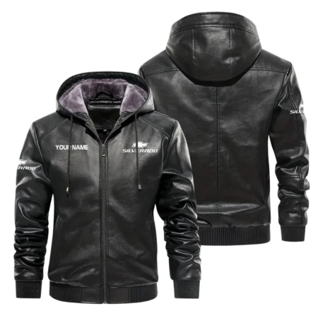 Chevrolet Silverado Exclusive Logo Hooded Leather Jacket QTUT230625A2CS
