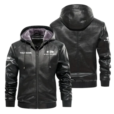 Ford Everest Exclusive Logo Hooded Leather Jacket QTUT230625A2FE