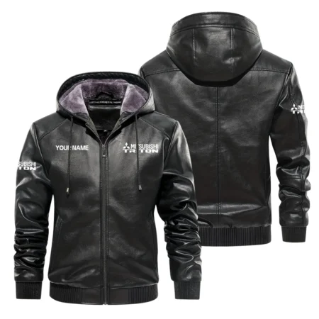 Mitsubishi Triton Exclusive Logo Hooded Leather Jacket QTUT230625A2MT