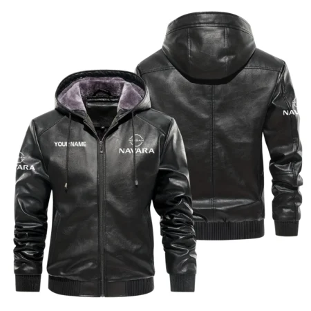 Nissan Navara Exclusive Logo Hooded Leather Jacket QTUT230625A2NNA