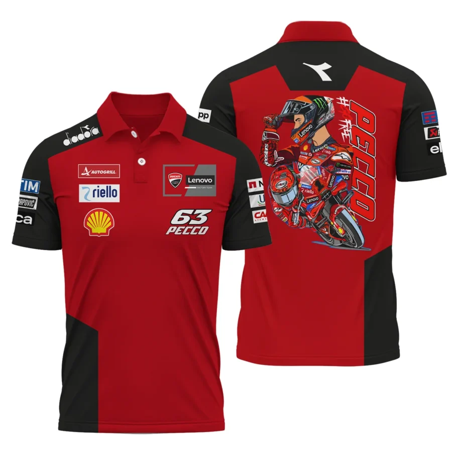 Francesco Bagnaia Ducati Lenovo Team Exclusive Logo Polo Shirt QTMTGP150525A3-PL