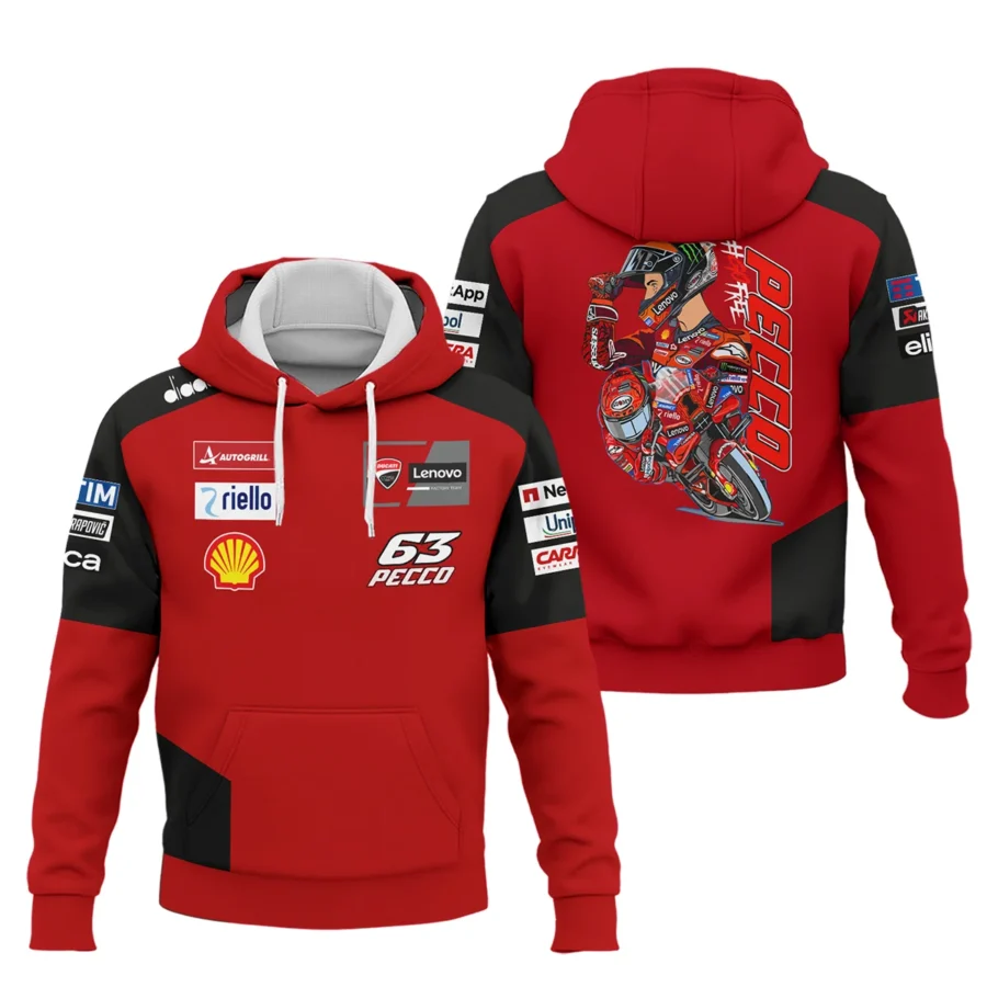 Francesco Bagnaia Ducati Lenovo Team Exclusive Logo Hoodie QTMTGP150525A3-HD