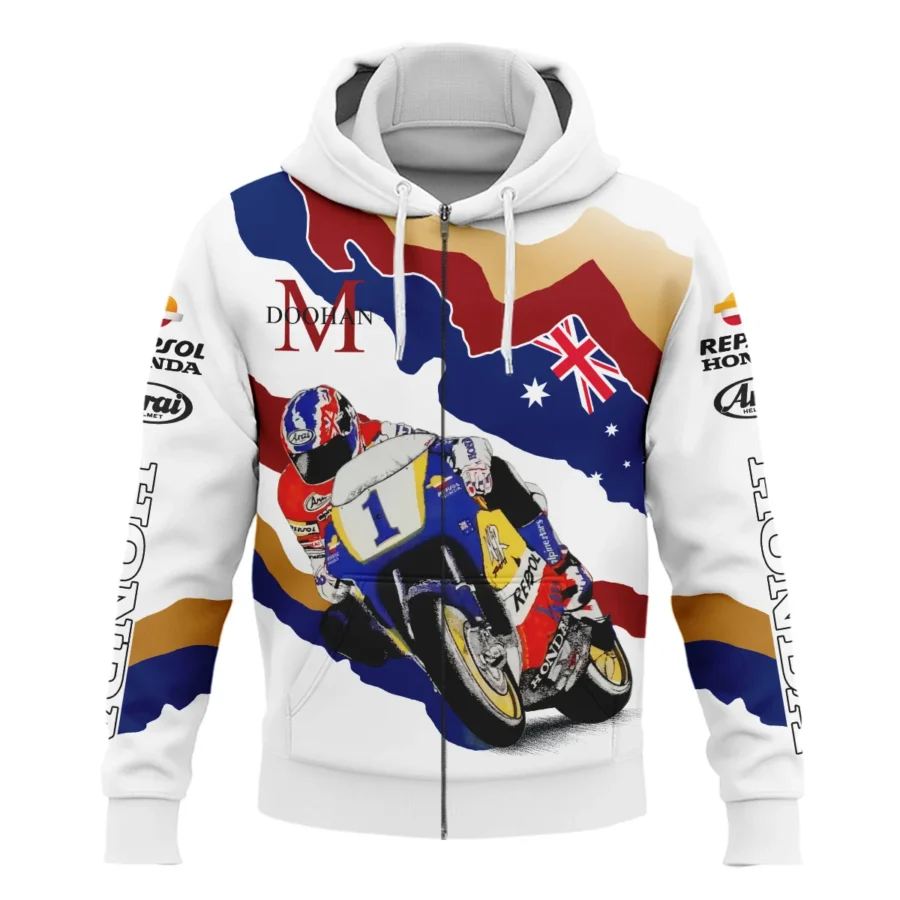 Mick Doohan Repsol Honda Exclusive Logo Zipper Hoodie QTMT090625A2-ZHD - Image 2