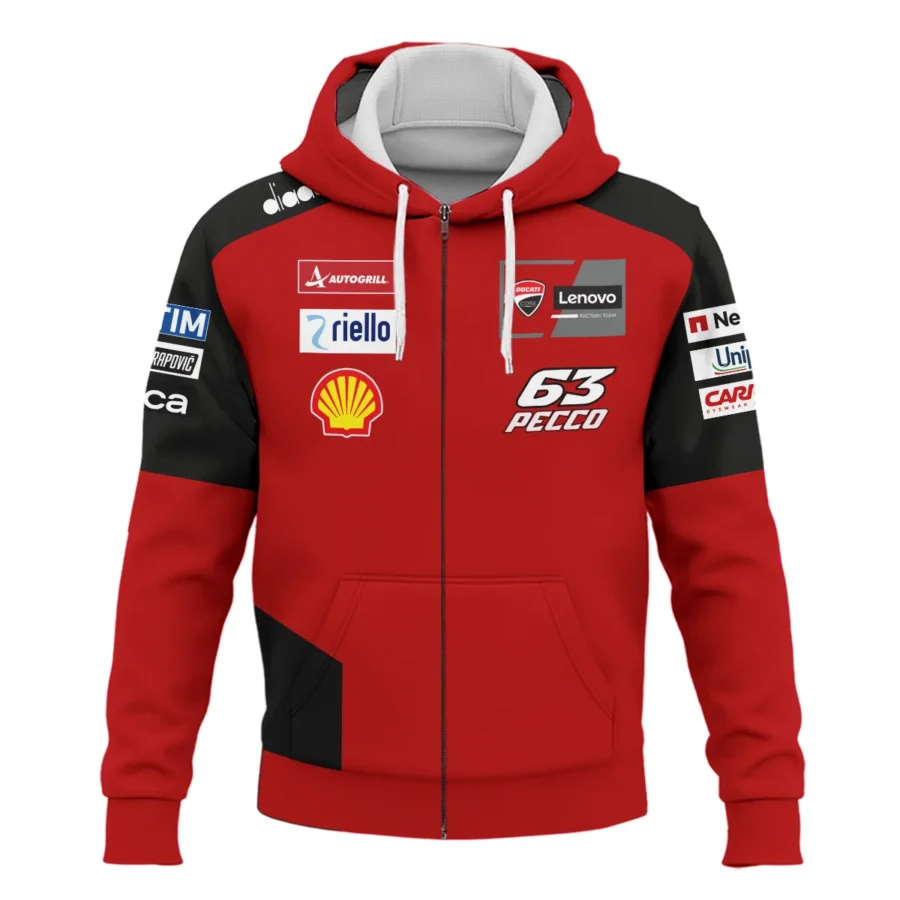 Francesco Bagnaia Ducati Lenovo Team Exclusive Logo Zipper Hoodie QTMTGP150525A3-ZHD - Image 2