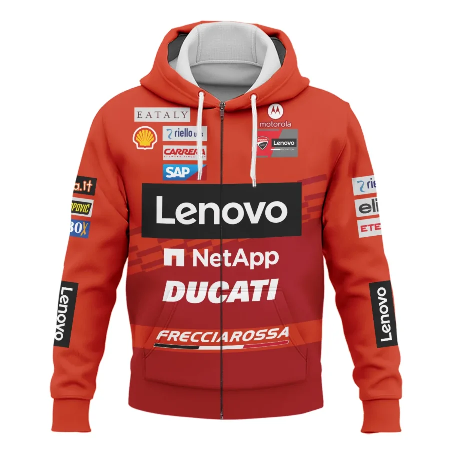 Francesco Bagnaia Ducati Lenovo Team  Exclusive Logo Zipper Hoodie QTVAGP060625A5DUC-ZHD - Image 2