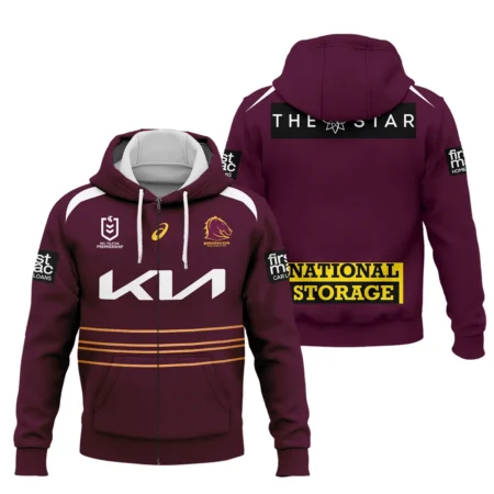 Brisbane Broncos NRL Exclusive Logo Zipper Hoodie QTVA050625NRL01BRI-ZHD