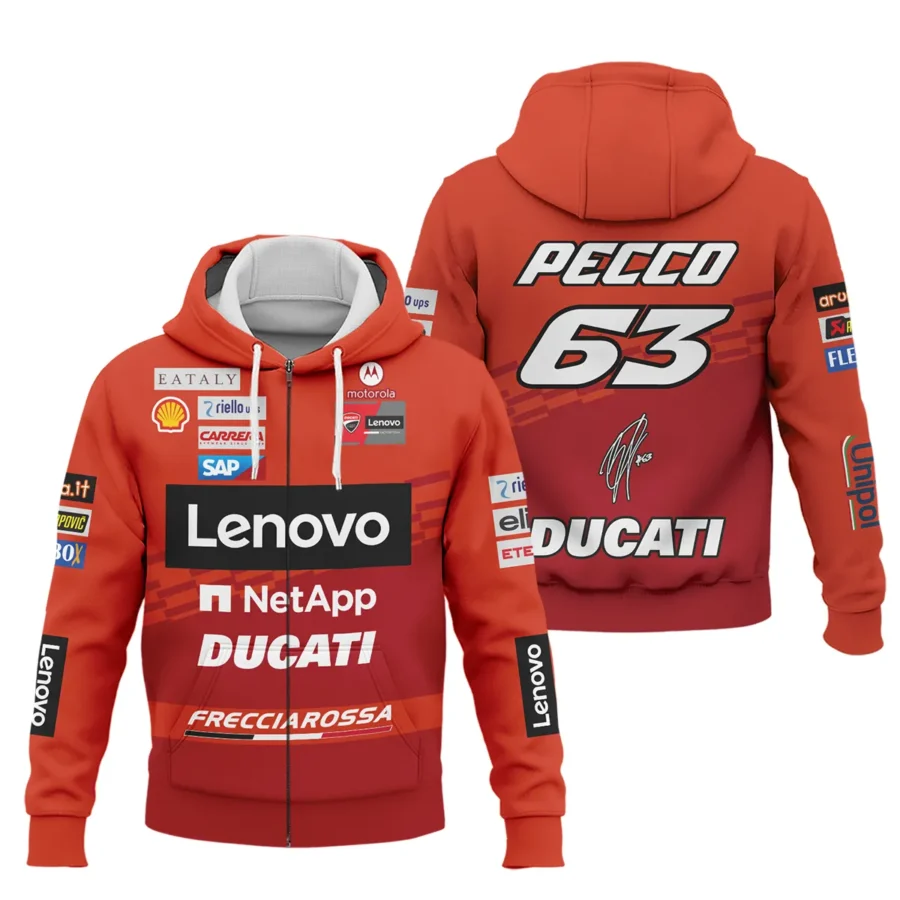 Francesco Bagnaia Ducati Lenovo Team  Exclusive Logo Zipper Hoodie QTVAGP060625A5DUC-ZHD