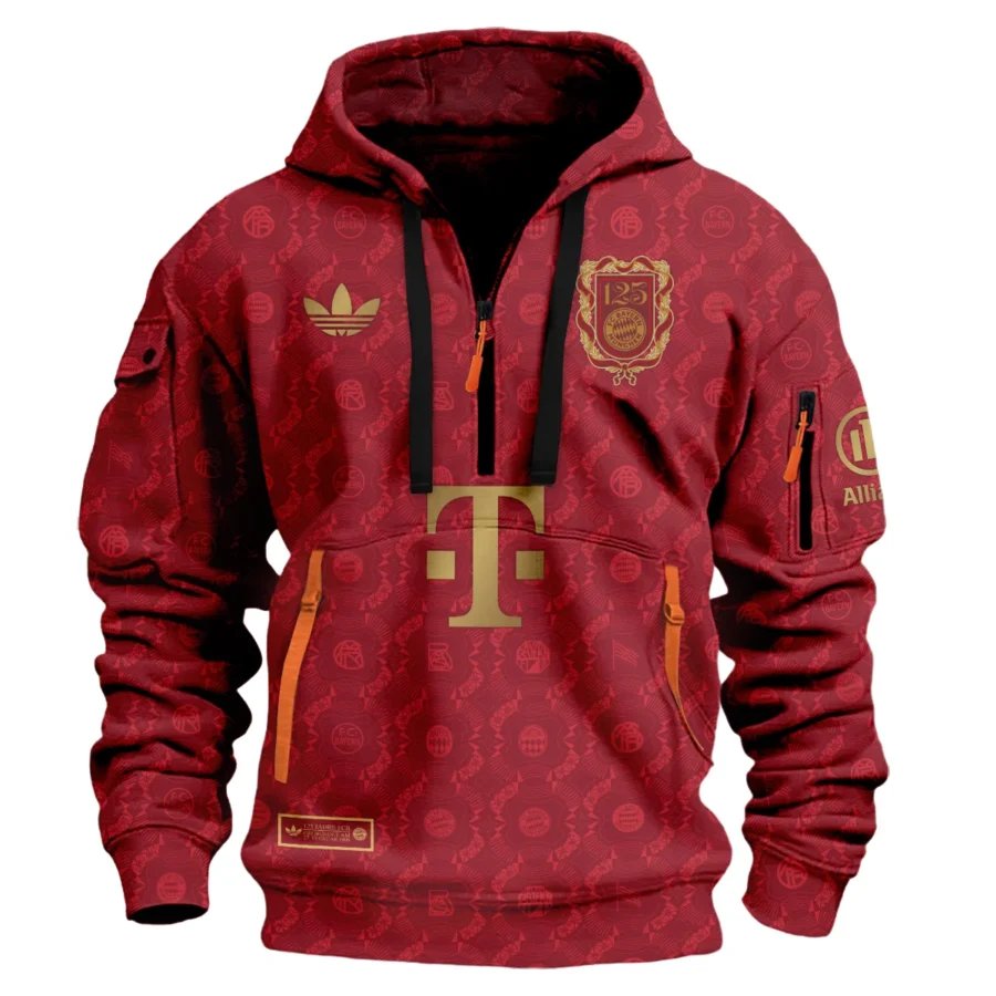 125 Anniversary FC Bayern München Exclusive Logo Hoodie Half Zipper QTFCB030525A1-HDF - Image 2