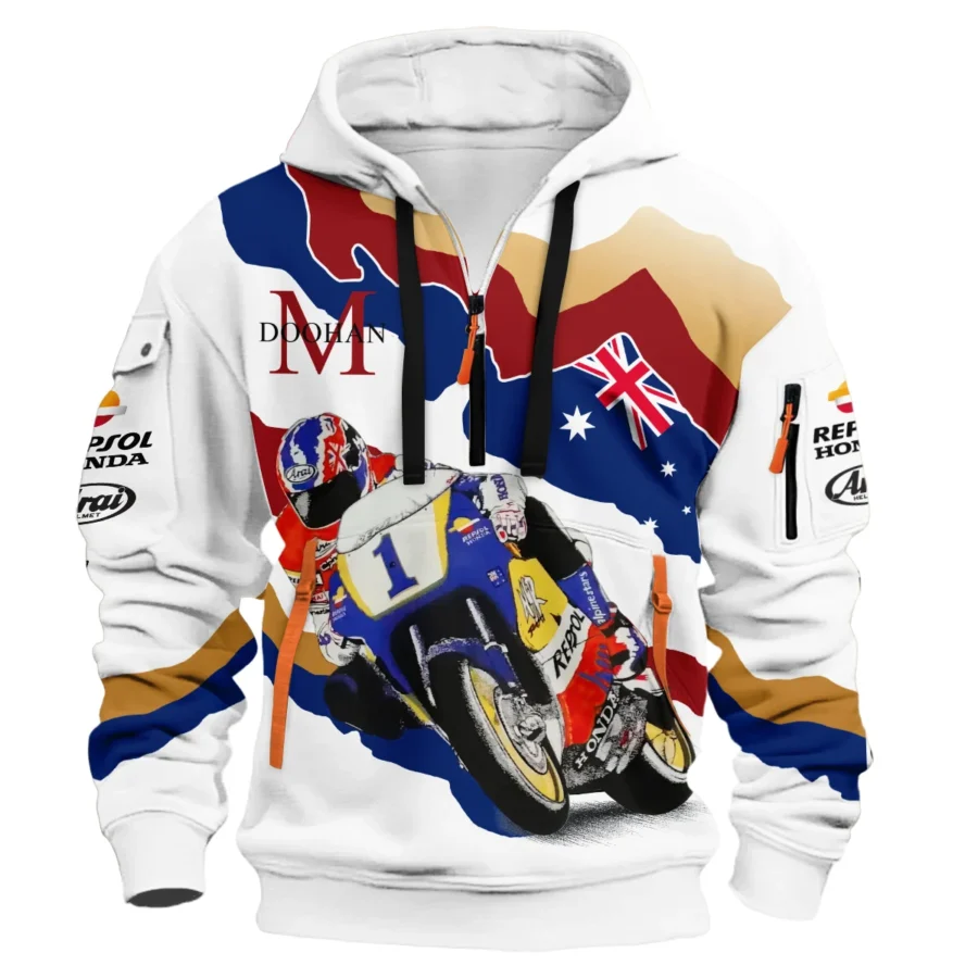 Mick Doohan Repsol Honda Exclusive Logo Hoodie Half Zipper QTMT090625A2-HDF - Image 2