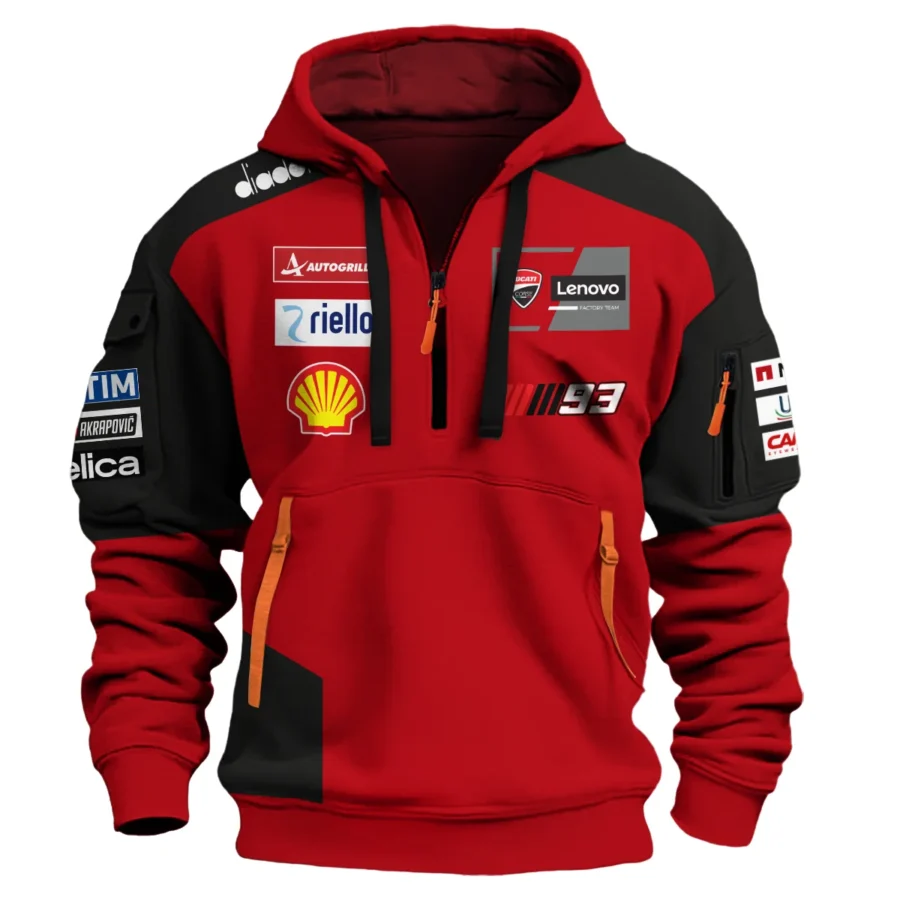 Marc Márquez Ducati Lenovo Team Exclusive Logo Hoodie Half Zipper QTMTGP150525A2-HDF - Image 2