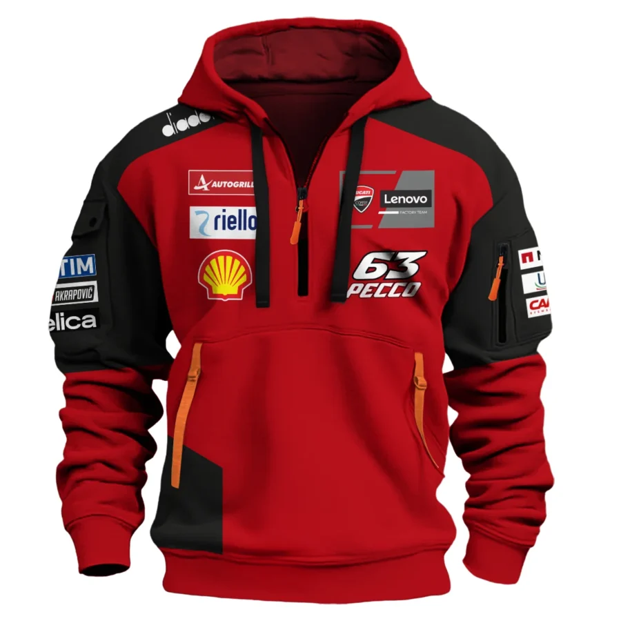 Francesco Bagnaia Ducati Lenovo Team Exclusive Logo Hoodie Half Zipper QTMTGP150525A3-HDF - Image 2