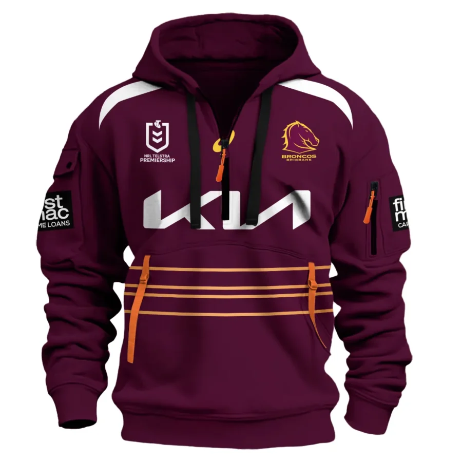 Brisbane Broncos NRL Exclusive Logo Hoodie Half Zipper QTVA050625NRL01BRI-HDF - Image 2