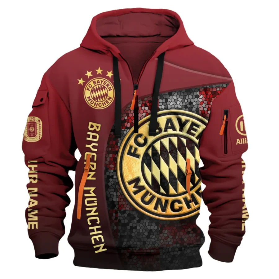 125 Anniversary FC Bayern München Exclusive Logo Hoodie Half Zipper QTVA0705FCB02-HDF - Image 2