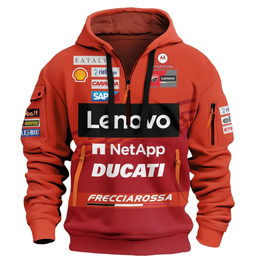 Marc Márquez Ducati Lenovo Team Exclusive Logo Hoodie Half Zipper QTVAGP060625A4DUC-HDF - Image 2