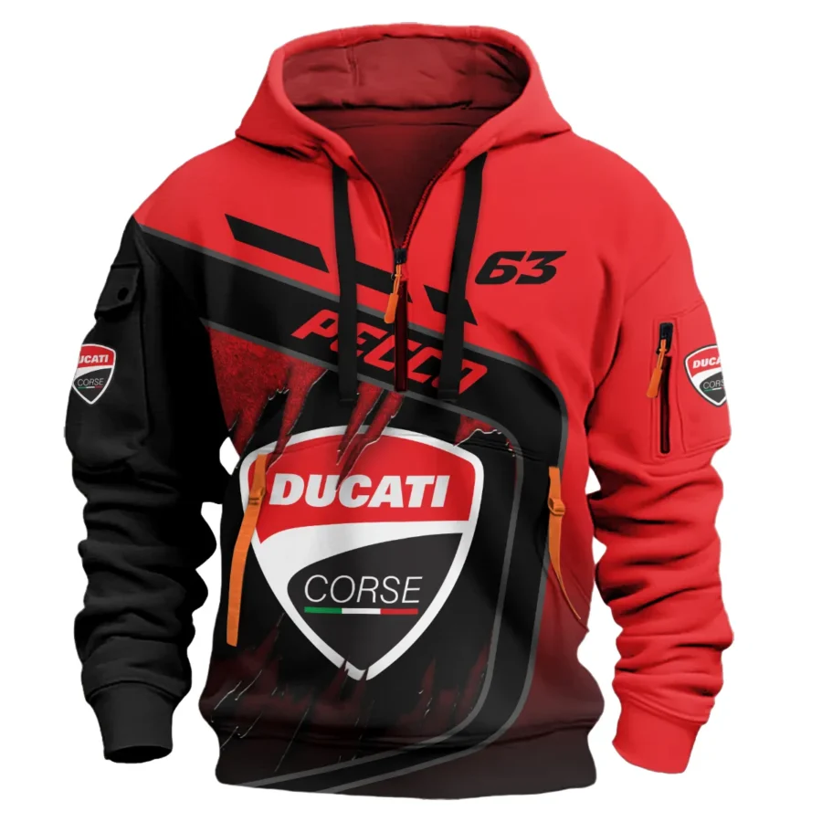 Francesco Bagnaia Ducati Lenovo Team Exclusive Logo Hoodie Half Zipper QTVAGP060625A7DUC-HDF - Image 2