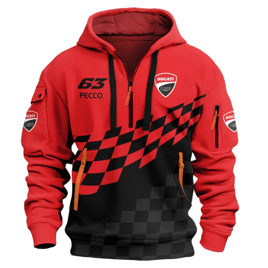 Francesco Bagnaia Ducati Lenovo Team Exclusive Logo Hoodie Half Zipper QTVAGP100625A9DUC-HDF - Image 2