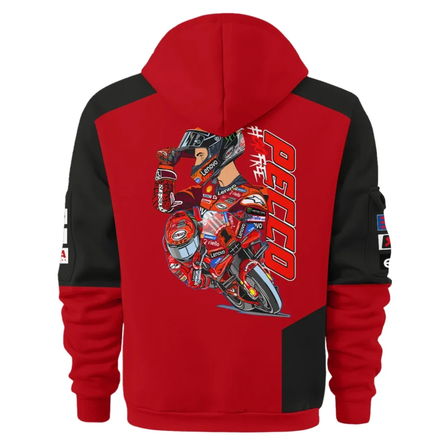 Francesco Bagnaia Ducati Lenovo Team Exclusive Logo Hoodie Half Zipper QTMTGP150525A3-HDF - Image 3