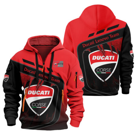 Ducati Lenovo Team Exclusive Logo Hoodie Half Zipper QTVAGP060625A8DUC-HDF