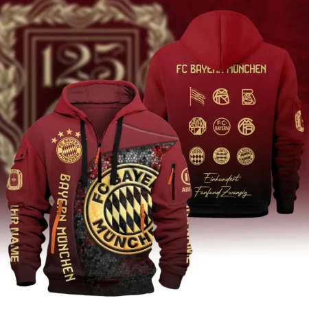 125 Anniversary FC Bayern München Exclusive Logo Hoodie Half Zipper QTVA0705FCB02-HDF