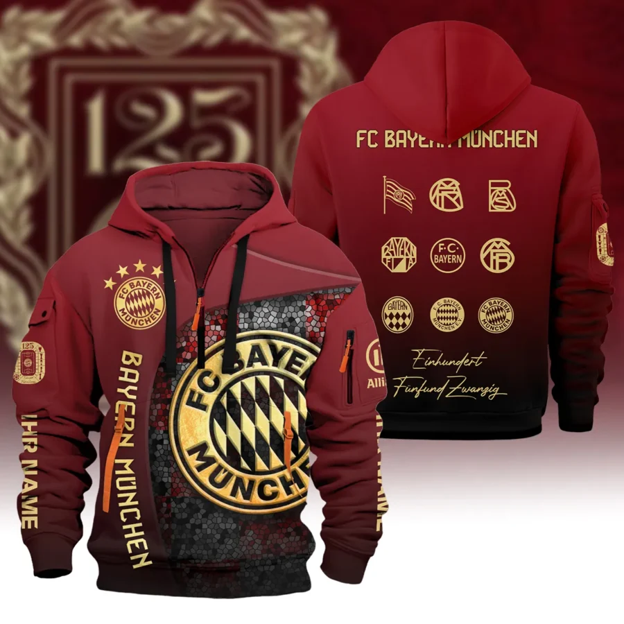125 Anniversary FC Bayern München Exclusive Logo Hoodie Half Zipper QTVA0705FCB02-HDF