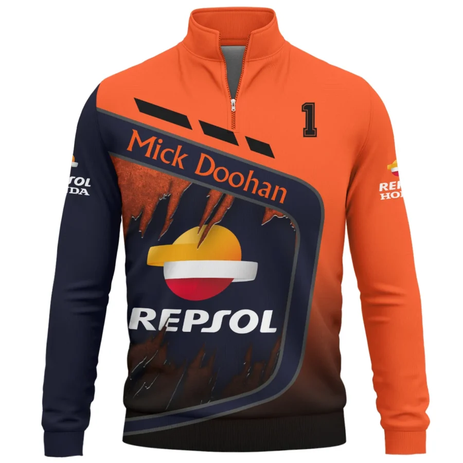 Mick Doohan Repsol Honda Exclusive Logo Quarter-Zip Sweatshirt QTMT090625A4-QTZ - Image 2