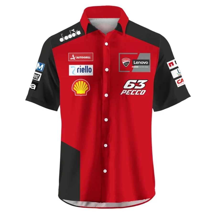 Francesco Bagnaia Ducati Lenovo Team Exclusive Logo Hawaiian Shirt QTMTGP150525A3-HW - Image 2