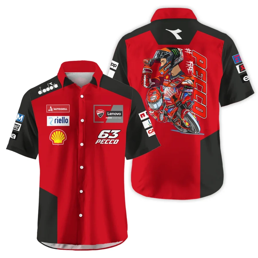 Francesco Bagnaia Ducati Lenovo Team Exclusive Logo Hawaiian Shirt QTMTGP150525A3-HW