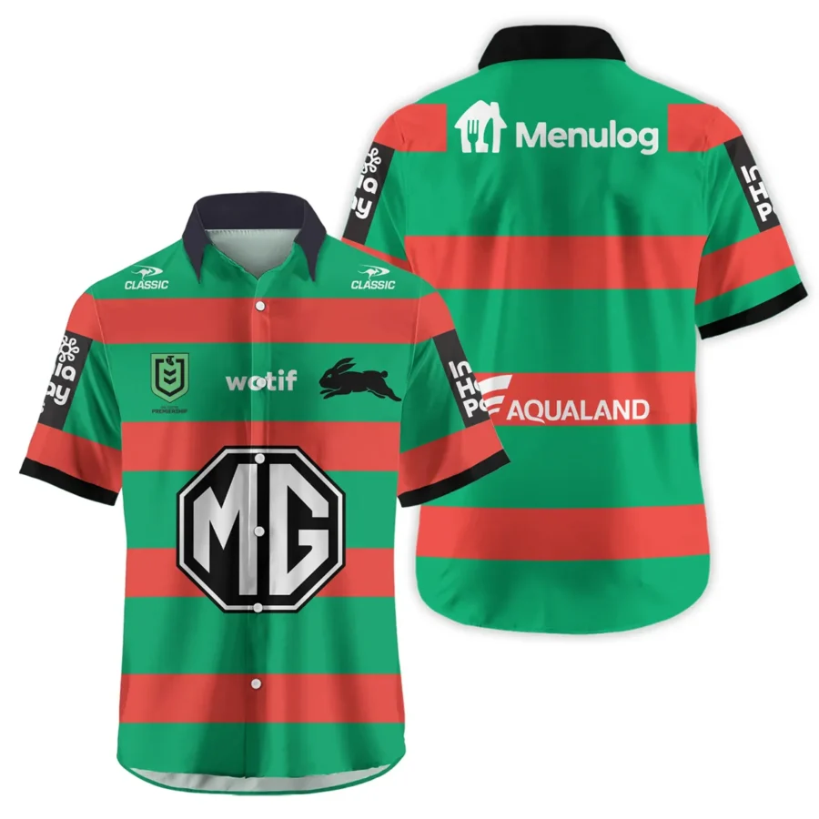 South Sydney Rabbitohs NRL Exclusive Logo Hawaiian Shirt QTVA050625NRL01SOU-HW