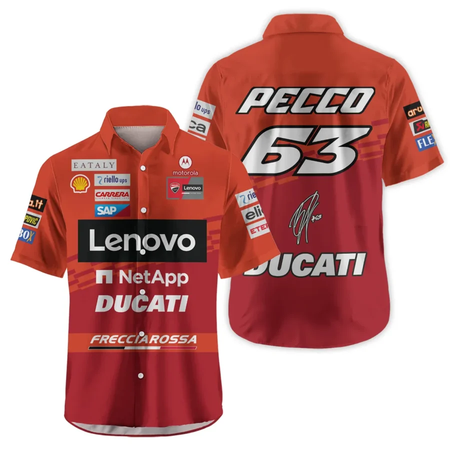 Francesco Bagnaia Ducati Lenovo Team Exclusive Logo Hawaiian Shirt QTVAGP060625A5DUC-HW