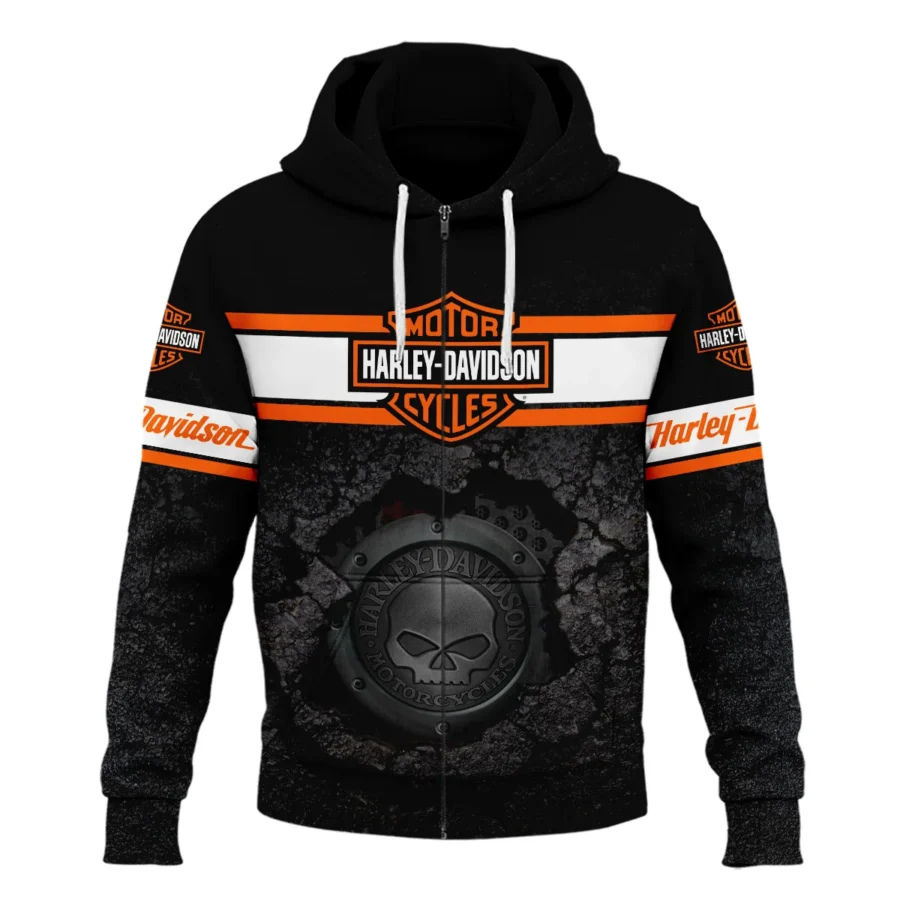 Harley-Davidson Motorcycle Exclusive Logo Zipper Hoodie QTHD010725A1-ZHD - Image 2