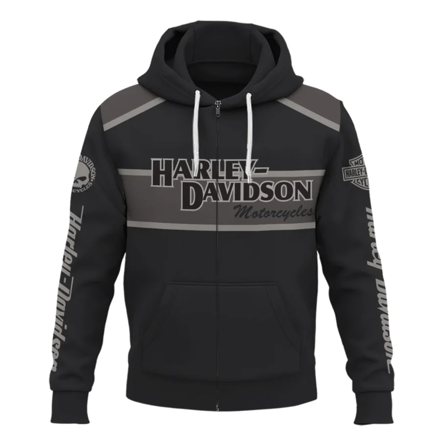 Harley-Davidson Motorcycle Exclusive Logo Zipper Hoodie QTHD010725A3-ZHD - Image 2