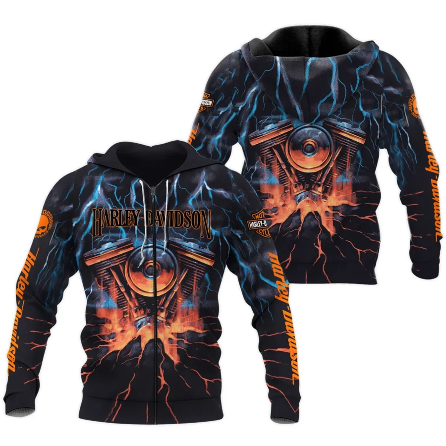 Harley-Davidson Motorcycle Exclusive Logo Zipper Hoodie QTHD020725A1-ZHD - Image 3