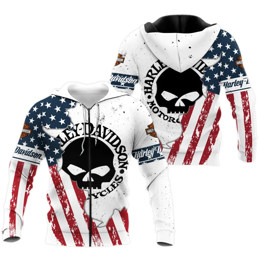 Harley-Davidson Motorcycle Exclusive Logo Zipper Hoodie QTHD020725A3-ZHD - Image 3
