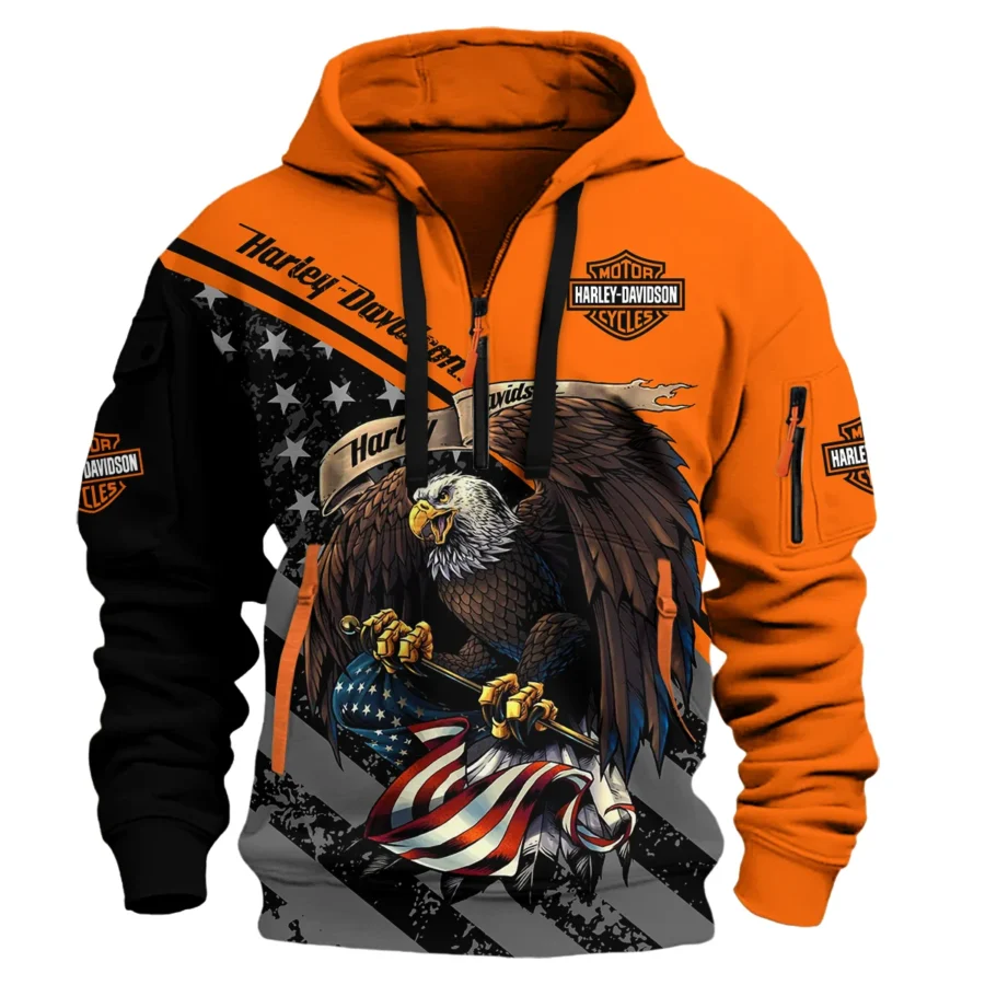 Harley-Davidson Motorcycle Exclusive Logo Hoodie Half Zipper QTHD010725A2-HDF - Image 2
